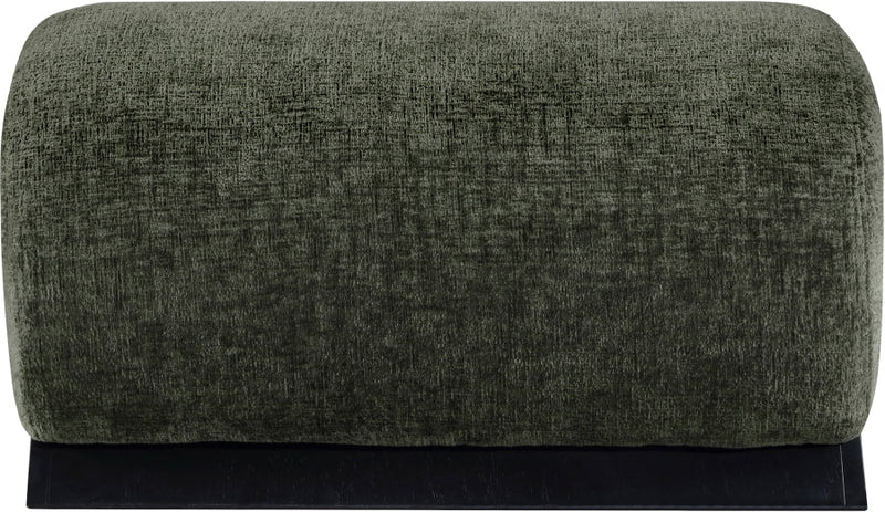 Akira Fabric Upholstered Ottoman in Green - 33072Green-Ott