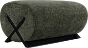 Akira Fabric Upholstered Ottoman in Green - 33072Green-Ott