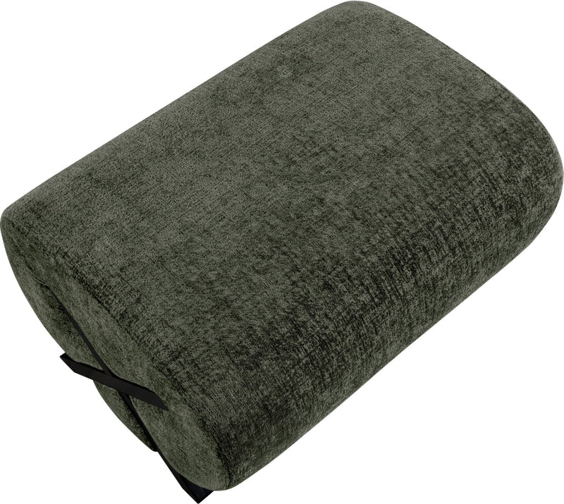 Akira Fabric Upholstered Ottoman in Green - 33072Green-Ott