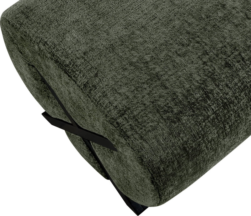 Akira Fabric Upholstered Ottoman in Green - 33072Green-Ott
