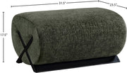 Akira Fabric Upholstered Ottoman in Green - 33072Green-Ott