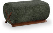 Akira Fabric Upholstered Ottoman in Green - 33073Green-Ott