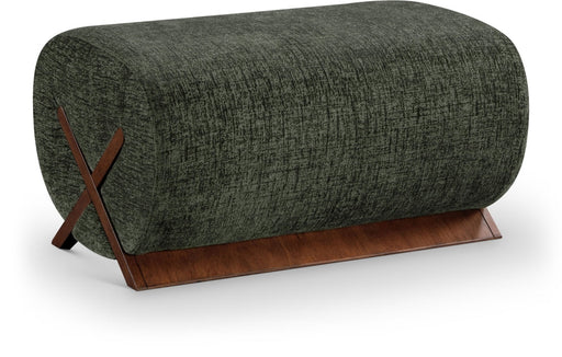 Akira Fabric Upholstered Ottoman in Green - 33073Green-Ott
