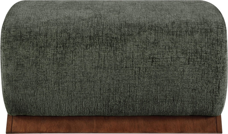 Akira Fabric Upholstered Ottoman in Green - 33073Green-Ott
