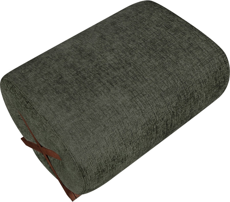Akira Fabric Upholstered Ottoman in Green - 33073Green-Ott