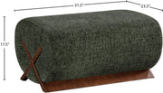 Akira Fabric Upholstered Ottoman in Green - 33073Green-Ott