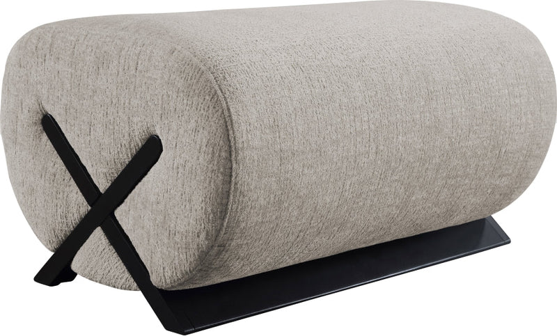 Akira Fabric Upholstered Ottoman in Grey - 33072Grey-Ott