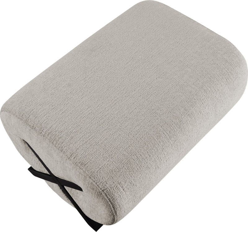 Akira Fabric Upholstered Ottoman in Grey - 33072Grey-Ott