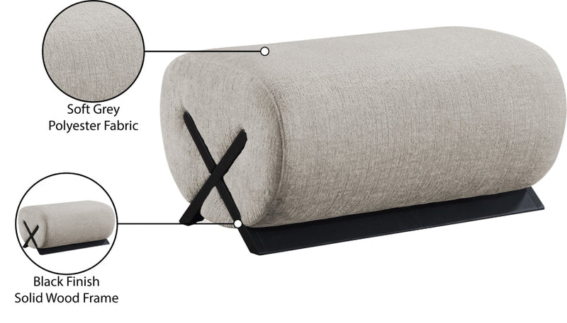 Akira Fabric Upholstered Ottoman in Grey - 33072Grey-Ott