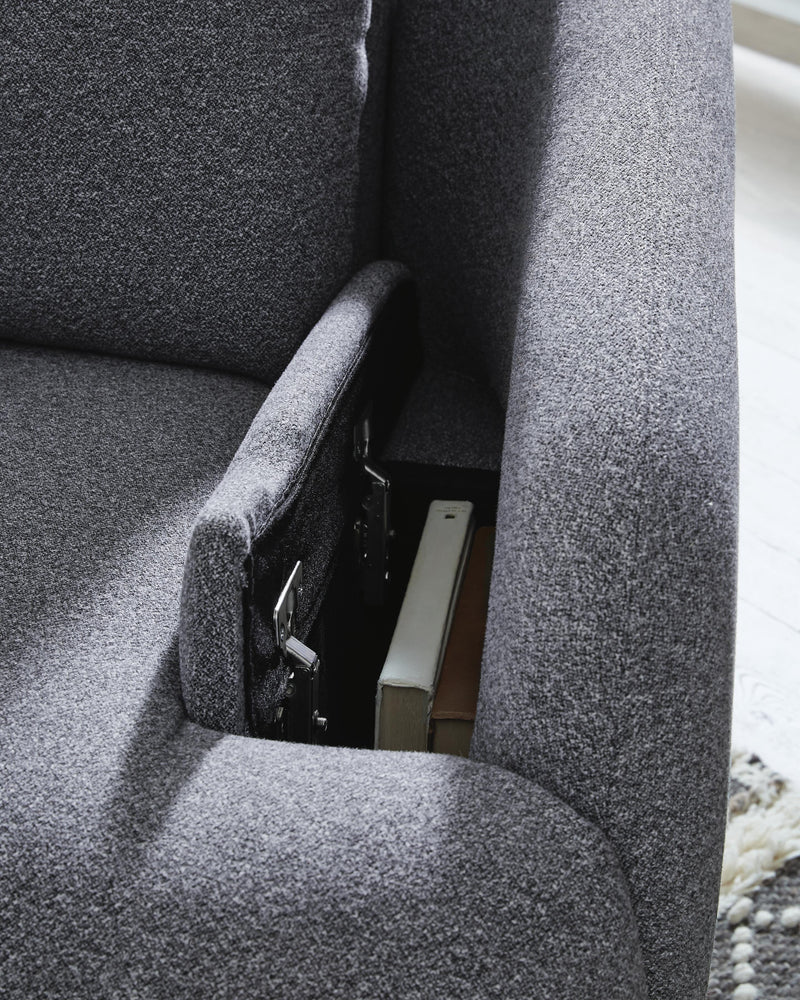 Alainmont Next-Gen Nuvella Salt and Pepper Swivel Power Recliner - A3000738