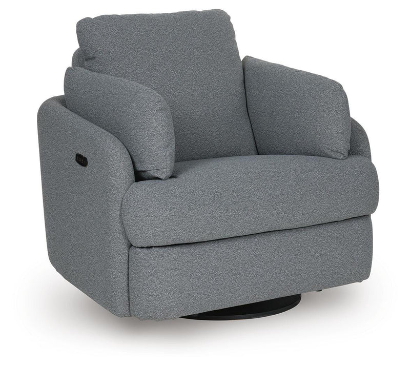 Alainmont Next-Gen Nuvella Salt and Pepper Swivel Power Recliner - A3000738