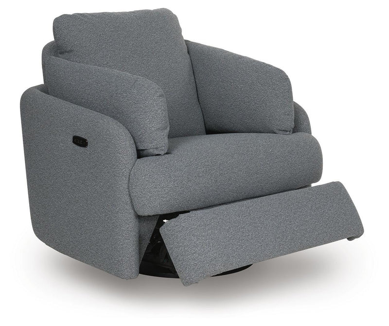 Alainmont Next-Gen Nuvella Salt and Pepper Swivel Power Recliner - A3000738