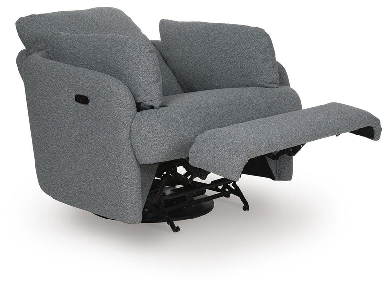 Alainmont Next-Gen Nuvella Salt and Pepper Swivel Power Recliner - A3000738