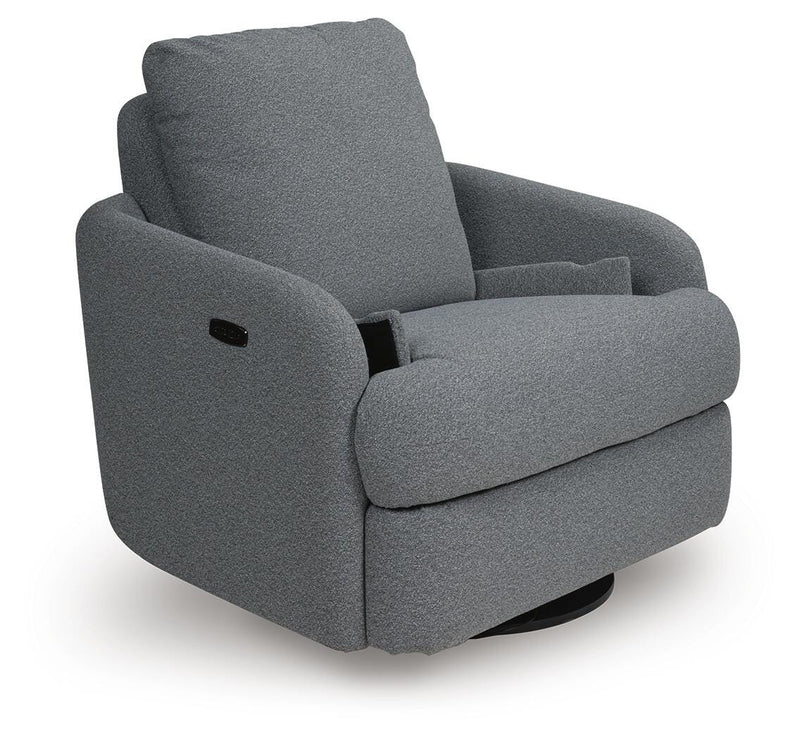Alainmont Next-Gen Nuvella Salt and Pepper Swivel Power Recliner - A3000738