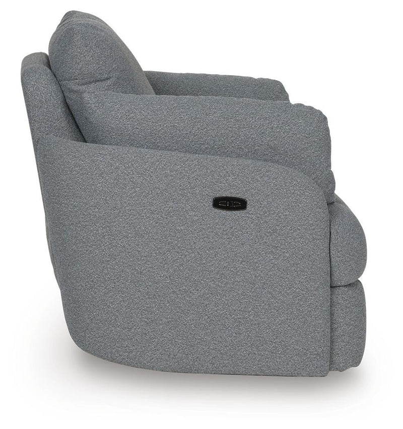 Alainmont Next-Gen Nuvella Salt and Pepper Swivel Power Recliner - A3000738