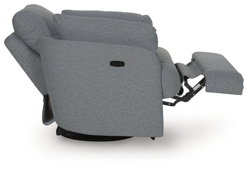 Alainmont Next-Gen Nuvella Salt and Pepper Swivel Power Recliner - A3000738