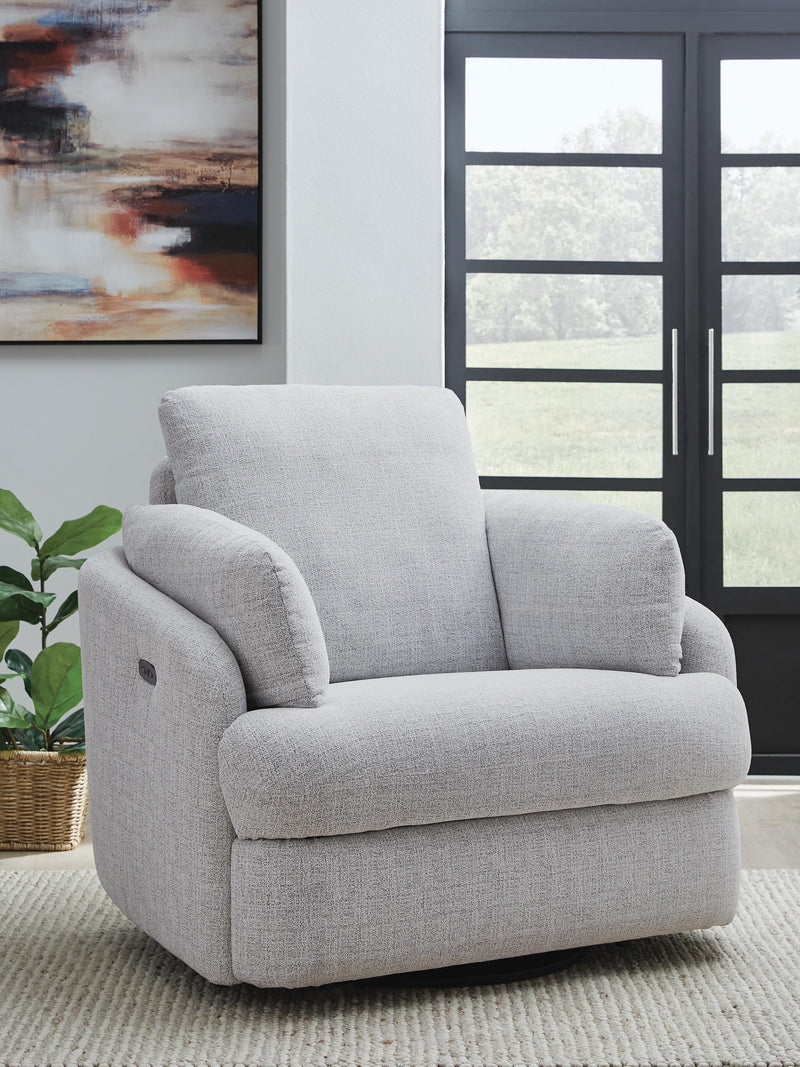 Alainmont Next-Gen Nuvella Stone Swivel Power Recliner - A3000739