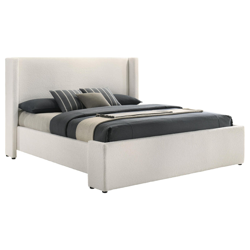 Alamosa Boucle Upholstered Eastern King Platform Bed White  - 310078KE