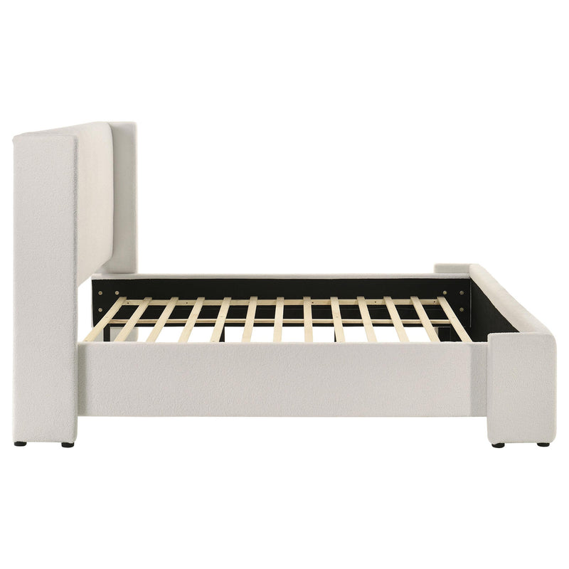 Alamosa Boucle Upholstered Eastern King Platform Bed White  - 310078KE