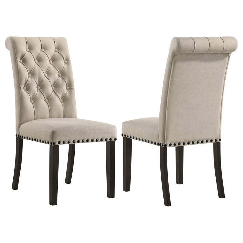 Alana Upholstered Dining Side Chair Beige Smokey Black (Set of 2) - 107286