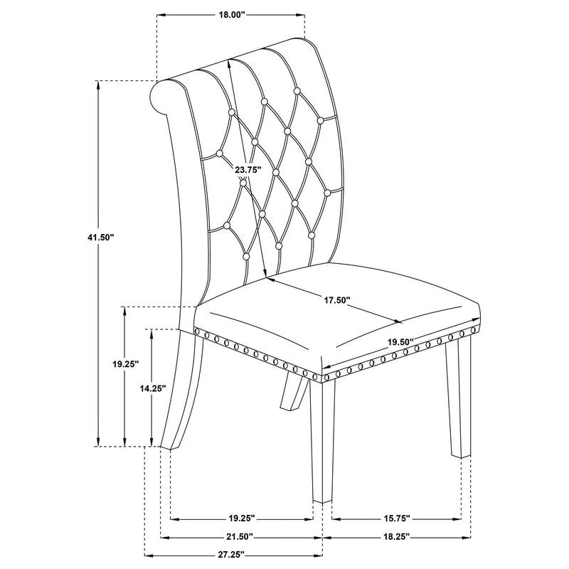 Alana Upholstered Dining Side Chair Beige Smokey Black (Set of 2) - 107286