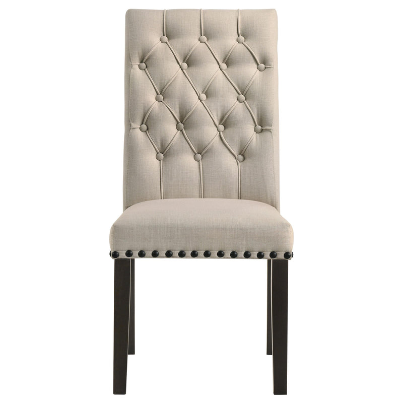 Alana Upholstered Dining Side Chair Beige Smokey Black (Set of 2) - 107286