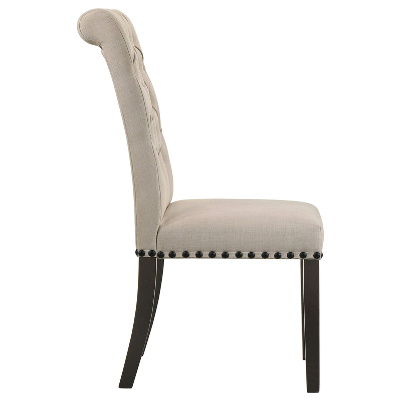 Alana Upholstered Dining Side Chair Beige Smokey Black (Set of 2) - 107286