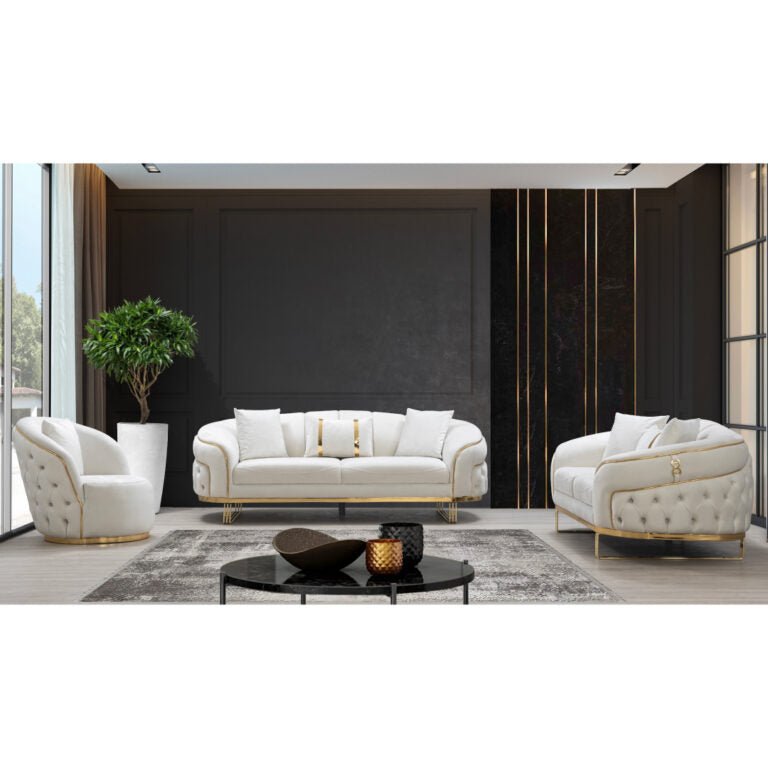 Alanya Velvet Sofa & Loveseat & Chair - Gate FurnitureLiving Room Set