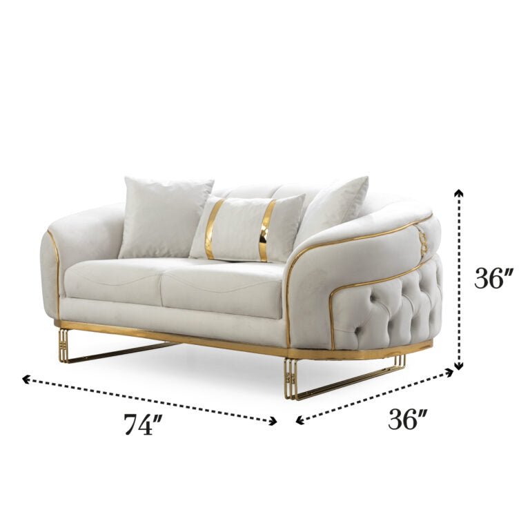 Alanya Velvet Sofa & Loveseat & Chair - Gate FurnitureLiving Room Set