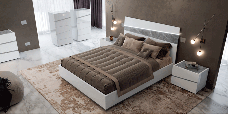 Alba Bed W/ Light, Italy Queen - Gate Furniture