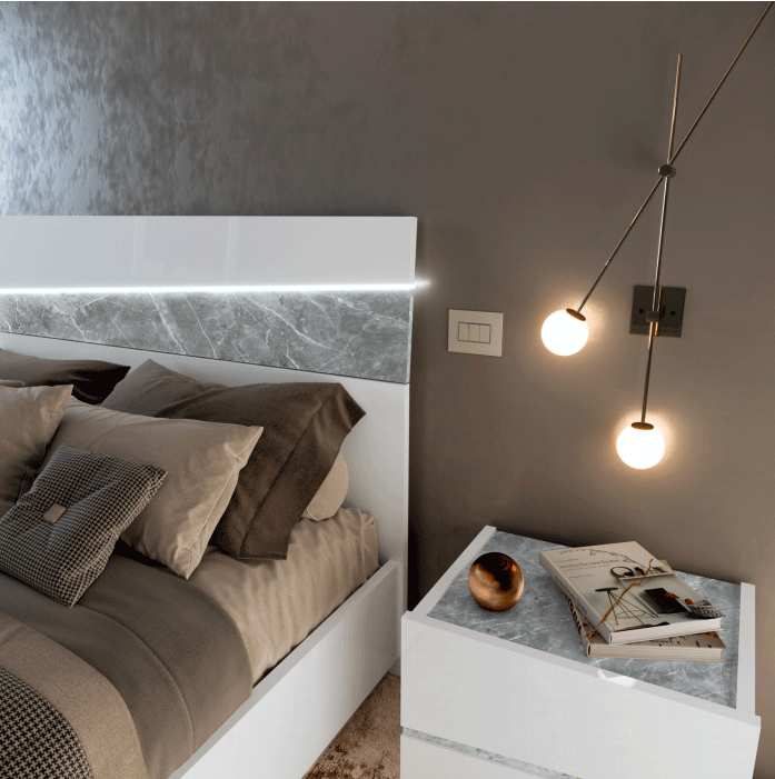 Alba Bed W/ Light, Italy Queen - Gate Furniture