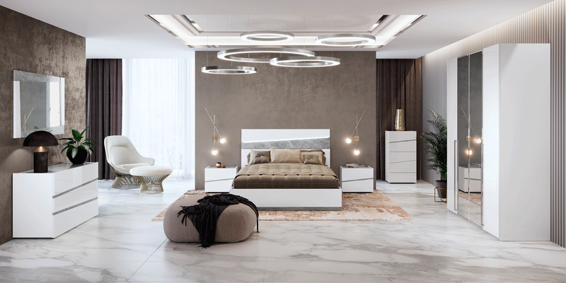 Alba Bed W/ Light, Italy Queen - Gate Furniture