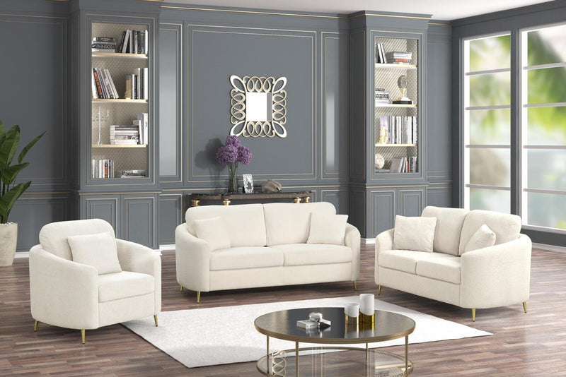 Albany - Cream Upholstered Sofa, Loveseat and Chair - L451-SLC