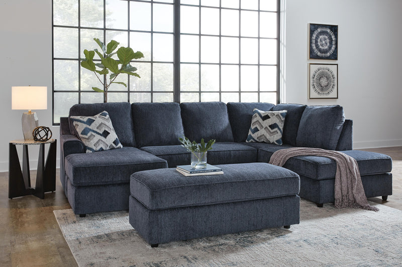 Albar Place Cobalt 2-Piece Sectional and Ottoman - 95302U1