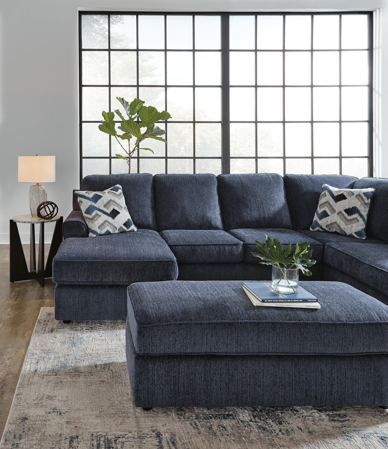 Albar Place Cobalt 2-Piece Sectional and Ottoman - 95302U1