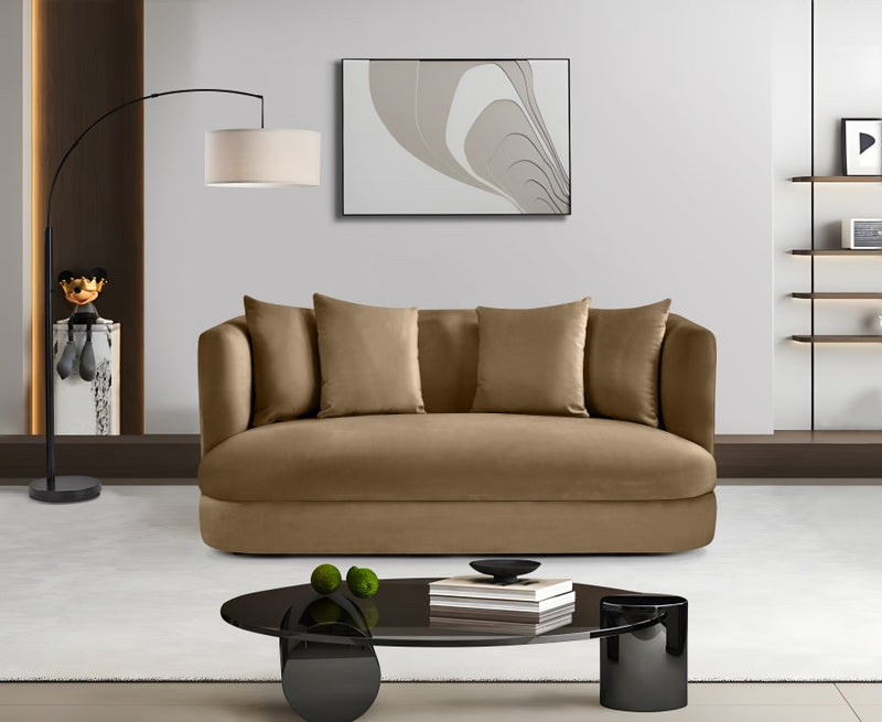 Alder 66" Velvet Upholstered Loveseat in Beige - 699Beige-L