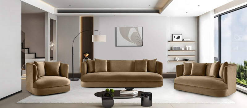 Alder 66" Velvet Upholstered Loveseat in Beige - 699Beige-L