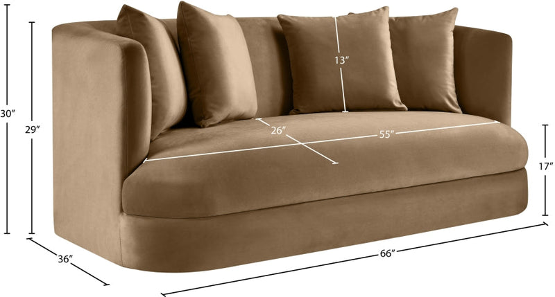 Alder 66" Velvet Upholstered Loveseat in Beige - 699Beige-L