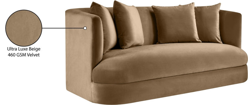 Alder 66" Velvet Upholstered Loveseat in Beige - 699Beige-L