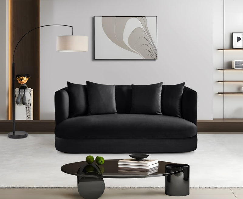 Alder 66" Velvet Upholstered Loveseat in Black - 699Black-L