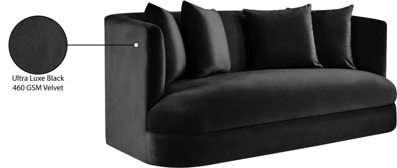 Alder 66" Velvet Upholstered Loveseat in Black - 699Black-L