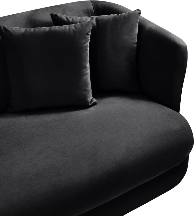 Alder 66" Velvet Upholstered Loveseat in Black - 699Black-L