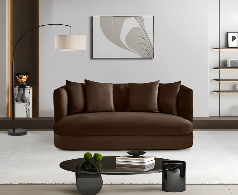 Alder 66" Velvet Upholstered Loveseat in Brown - 699Brown-L