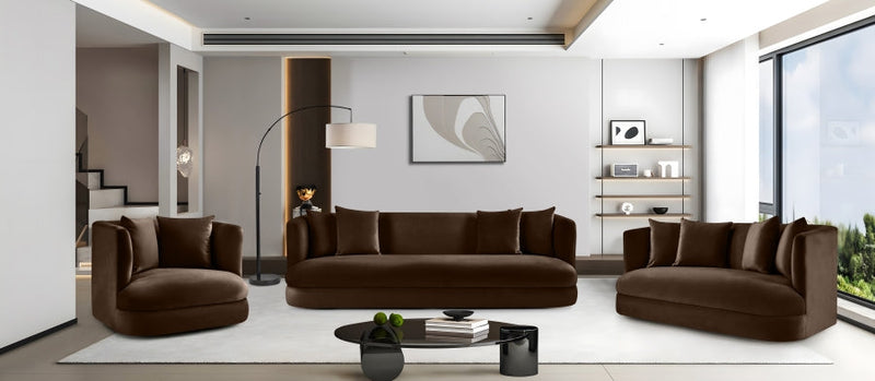 Alder 66" Velvet Upholstered Loveseat in Brown - 699Brown-L