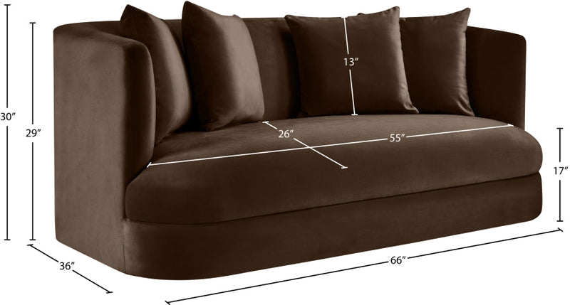 Alder 66" Velvet Upholstered Loveseat in Brown - 699Brown-L