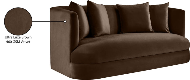 Alder 66" Velvet Upholstered Loveseat in Brown - 699Brown-L