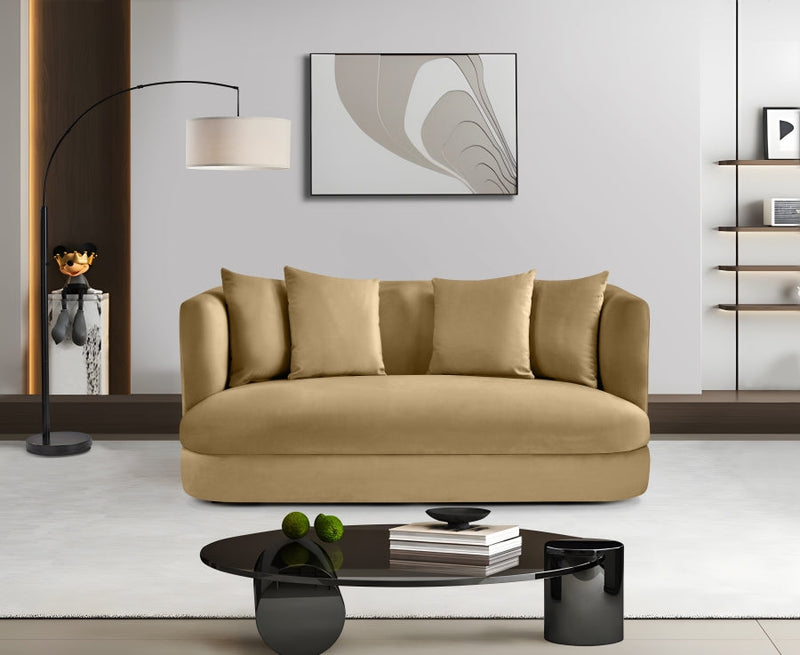 Alder 66" Velvet Upholstered Loveseat in Camel - 699Camel-L