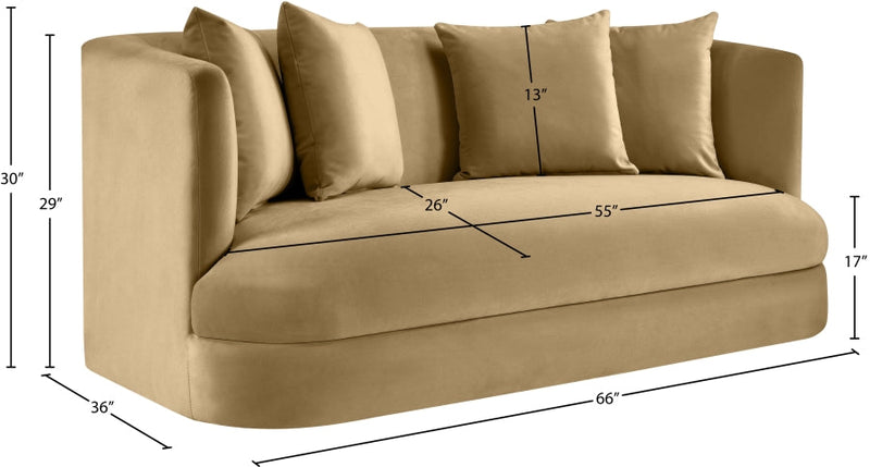 Alder 66" Velvet Upholstered Loveseat in Camel - 699Camel-L