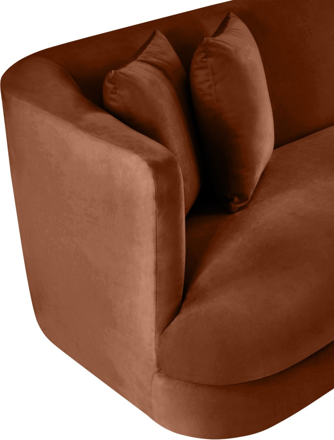 Alder 66" Velvet Upholstered Loveseat in Cognac - 699Cognac-L
