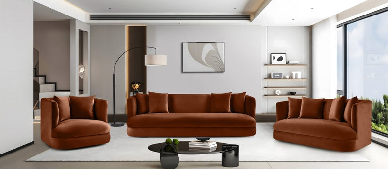 Alder 66" Velvet Upholstered Loveseat in Cognac - 699Cognac-L